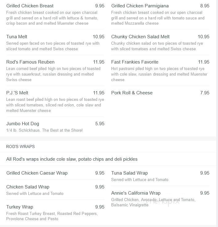 Rod's Olde Irish Tavern - Sea Girt, NJ menu_pic