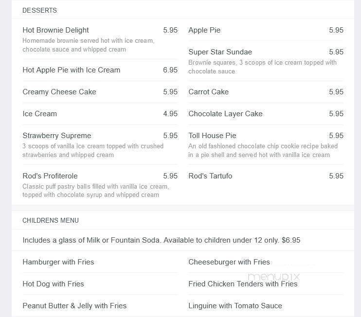 Rod's Olde Irish Tavern - Sea Girt, NJ menu_pic