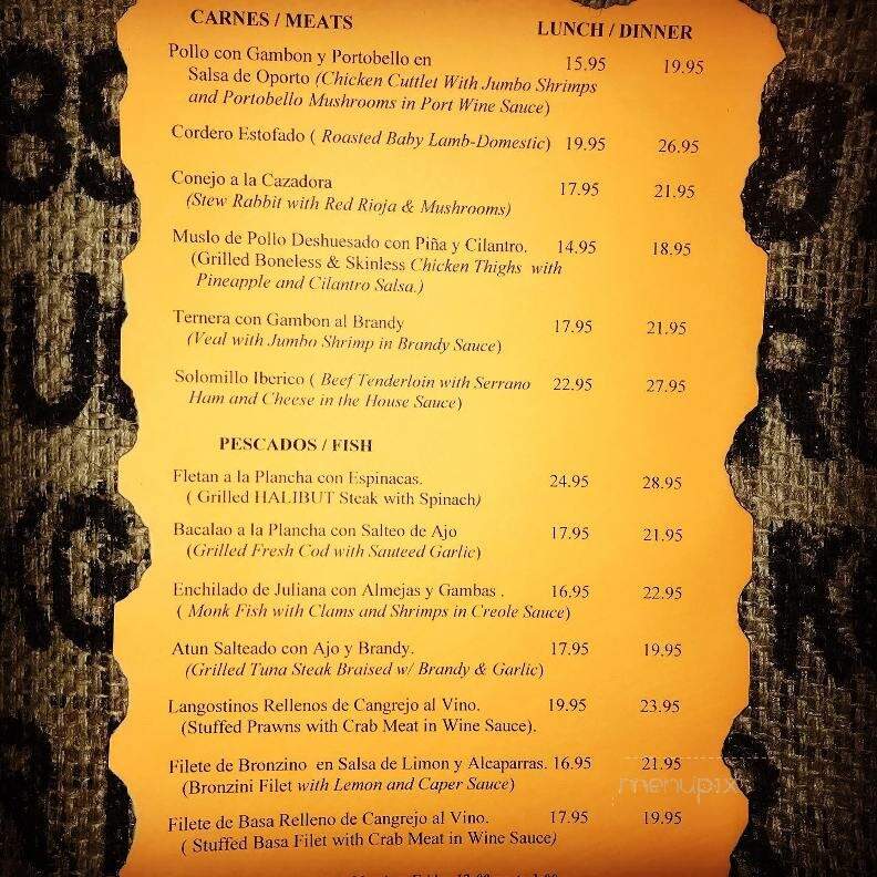 Tapas De Espana - North Bergen, NJ menu_pic