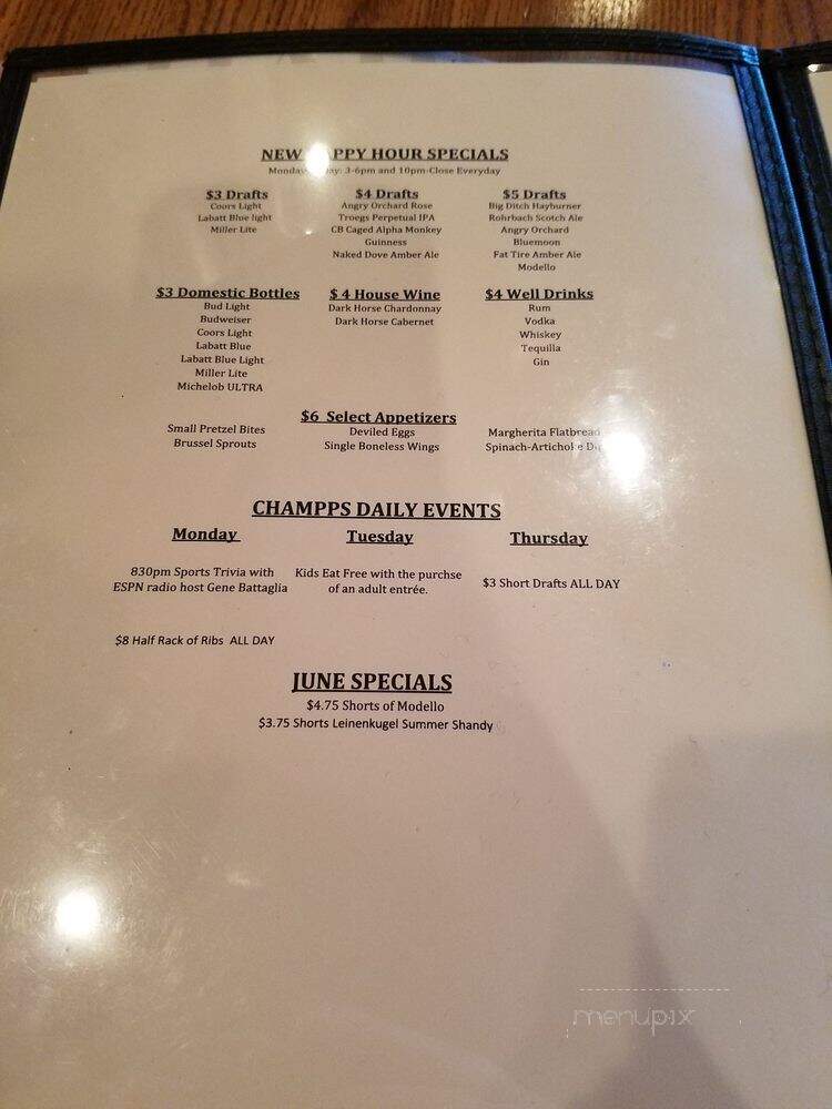 Champps Restaurant & Bar - Victor, NY menu_pic