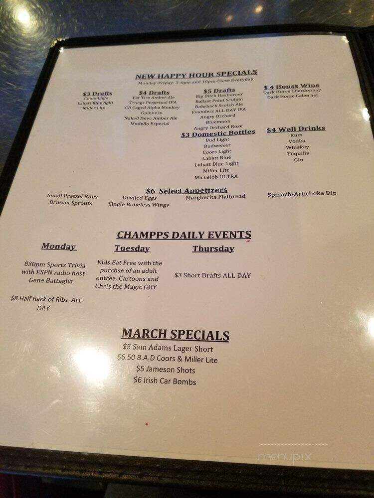 Champps Restaurant & Bar - Victor, NY menu_pic