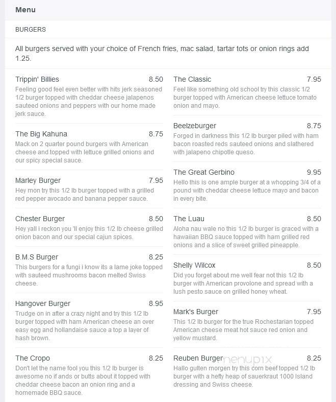 Hot Shots Sports Bar - Rochester, NY menu_pic