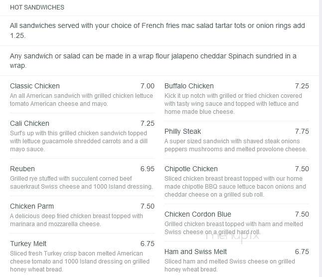 Hot Shots Sports Bar - Rochester, NY menu_pic