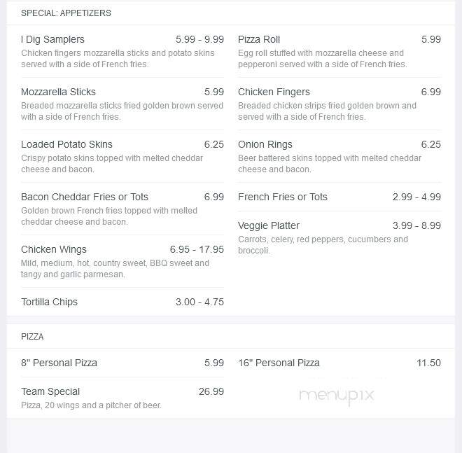 Hot Shots Sports Bar - Rochester, NY menu_pic