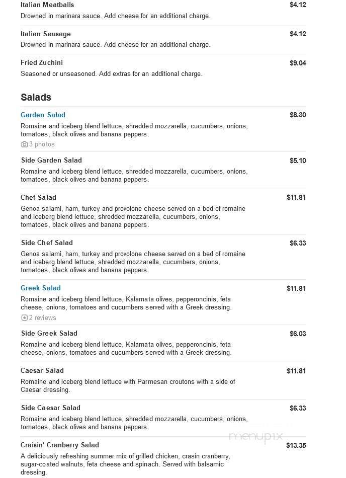 Tony's Pizza - Hickory, NC menu_pic