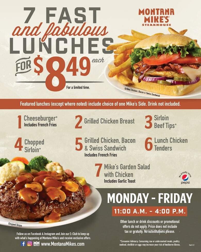 Montana Mike's Steakhouse - Bartlesville, OK menu_pic
