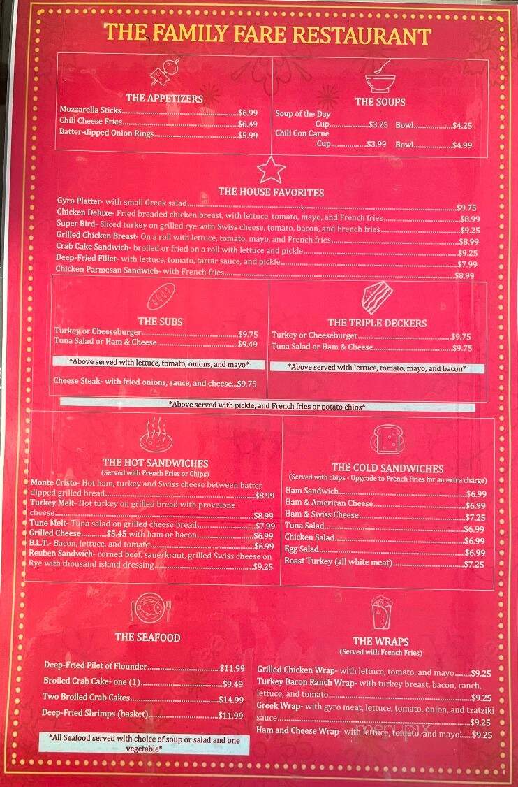Family Fare Restaurant - East Petersburg, PA menu_pic