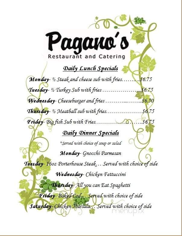 Pagano's Restaurant - New Stanton, PA menu_pic