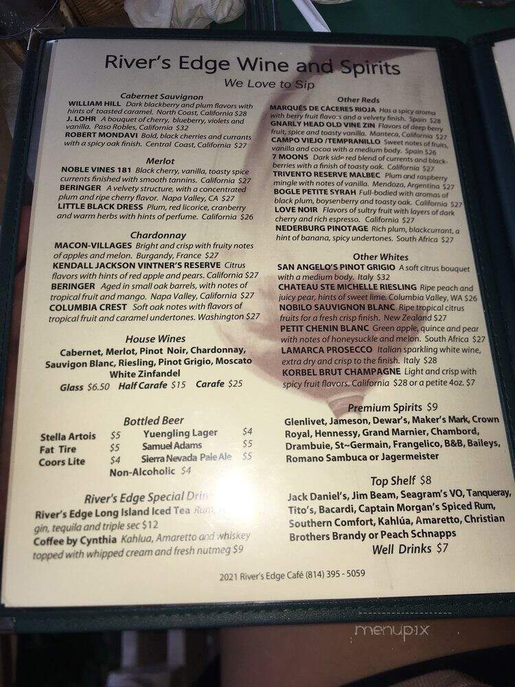 Riveredge Restaurant - Reading, PA menu_pic