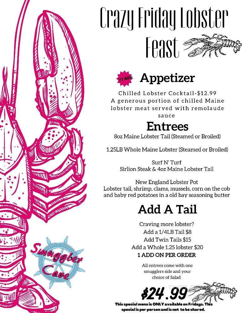 Smuggler's Cove Restaurant - Tannersville, PA menu_pic