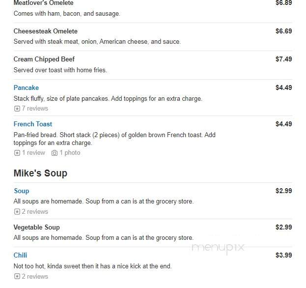 Turn In Restaurant - Bath, PA menu_pic