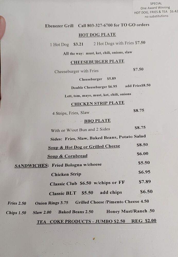 Ebenezer Grill - Rock Hill, SC menu_pic
