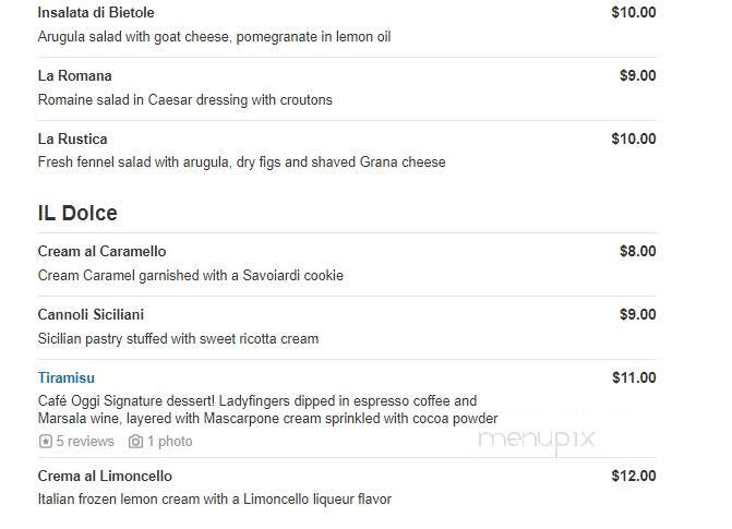 Cafe Oggi - McLean, VA menu_pic