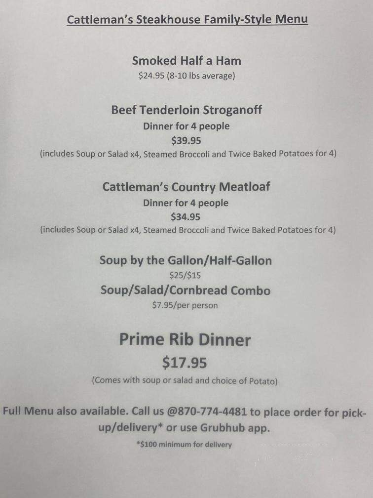Cattleman's Steakhouse - Texarkana, AR menu_pic