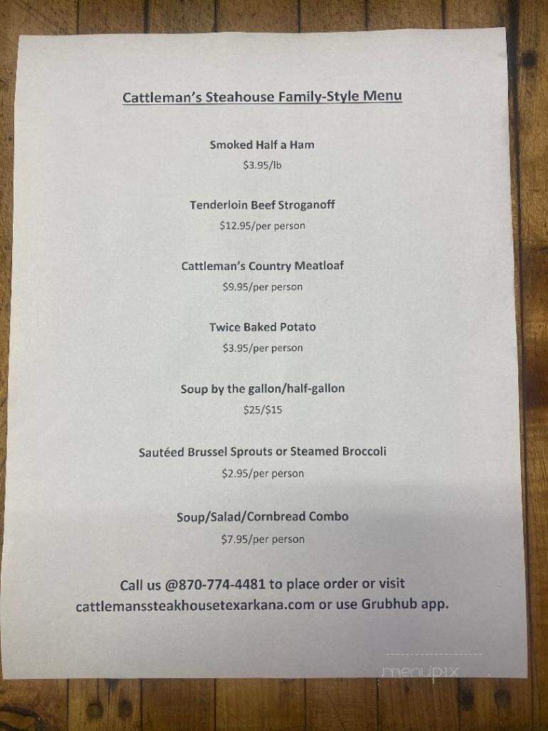Cattleman's Steakhouse - Texarkana, AR menu_pic