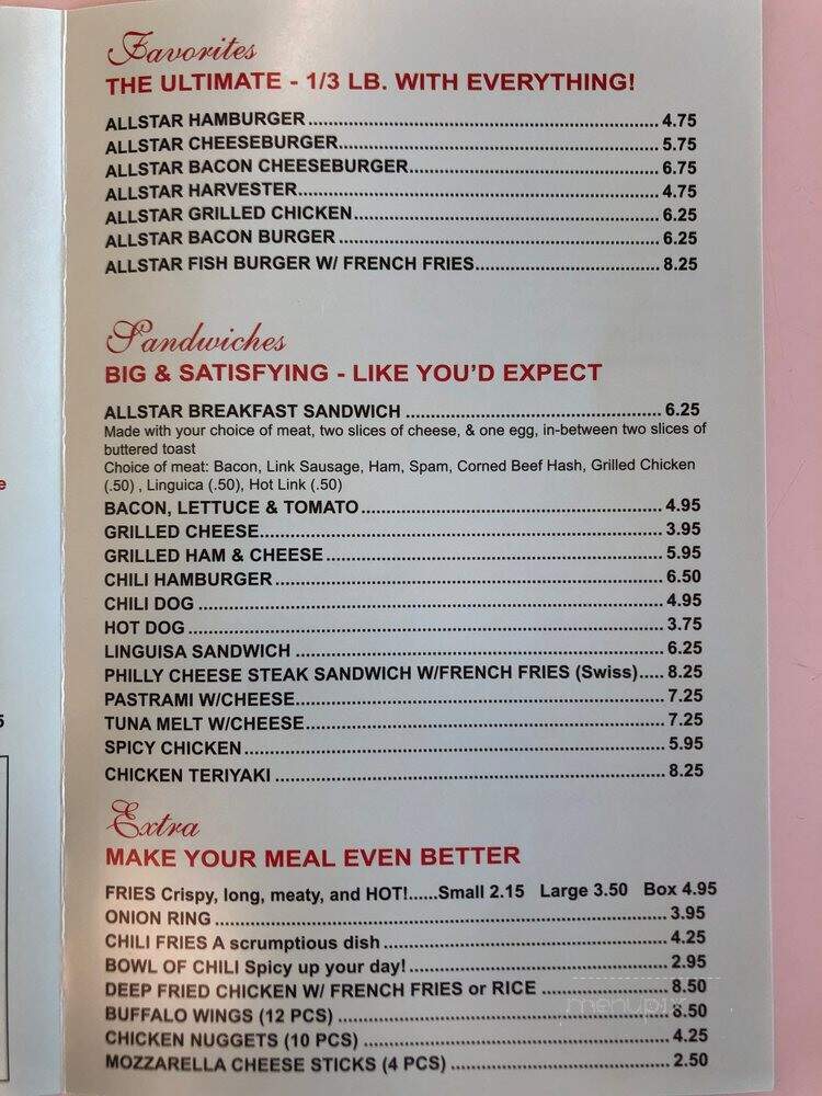 All Star Hamburgers - Newark, CA menu_pic