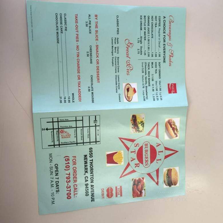 All Star Hamburgers - Newark, CA menu_pic