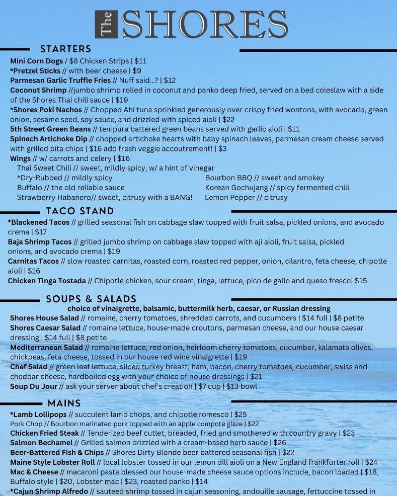 Shores Restaurant - Oxnard, CA menu_pic