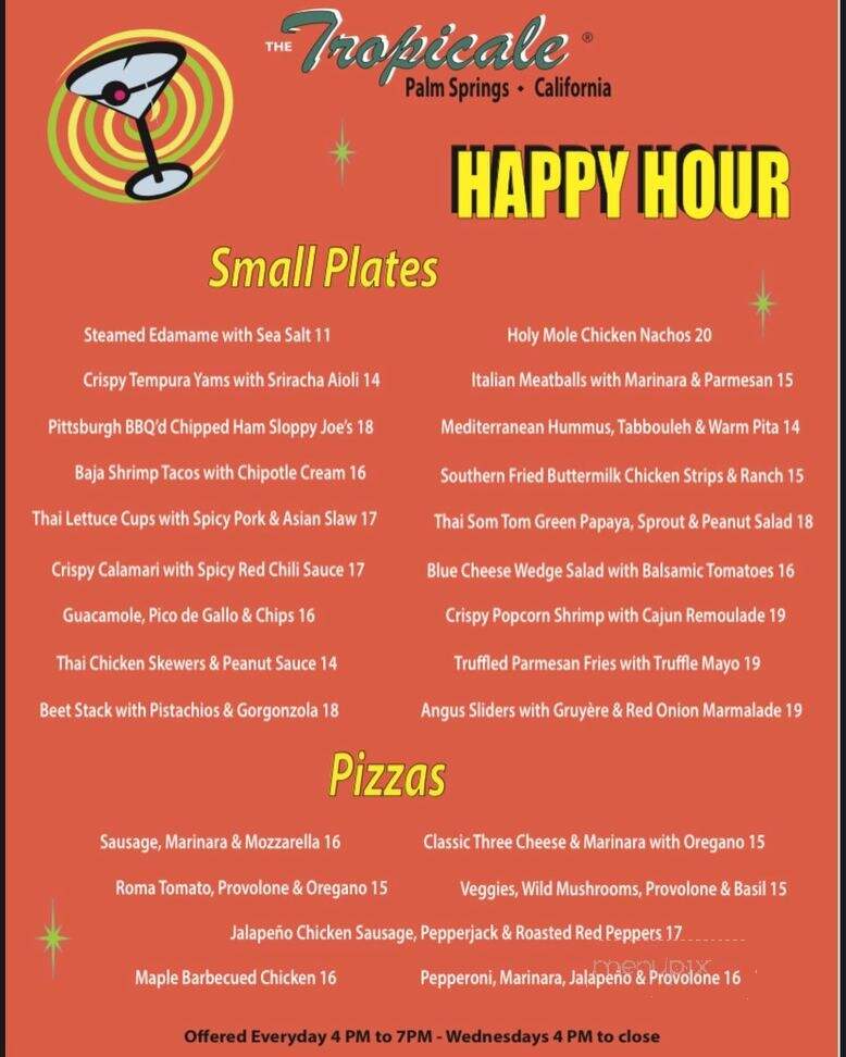 Tropicale Restaurant - Palm Springs, CA menu_pic