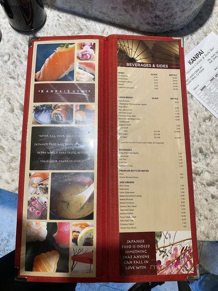 Kanpai Sushi - Aliso Viejo, CA menu_pic