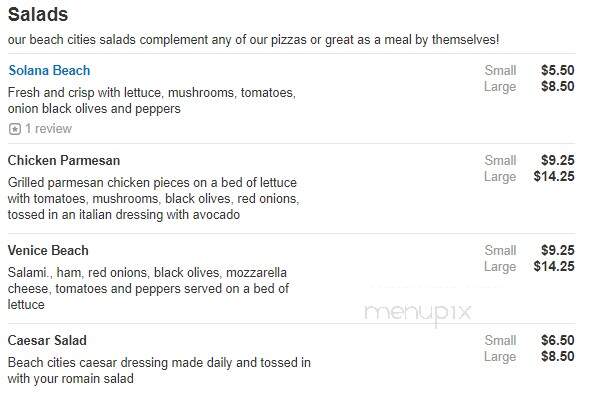 Beach Cities Pizza - Dana Point, CA menu_pic