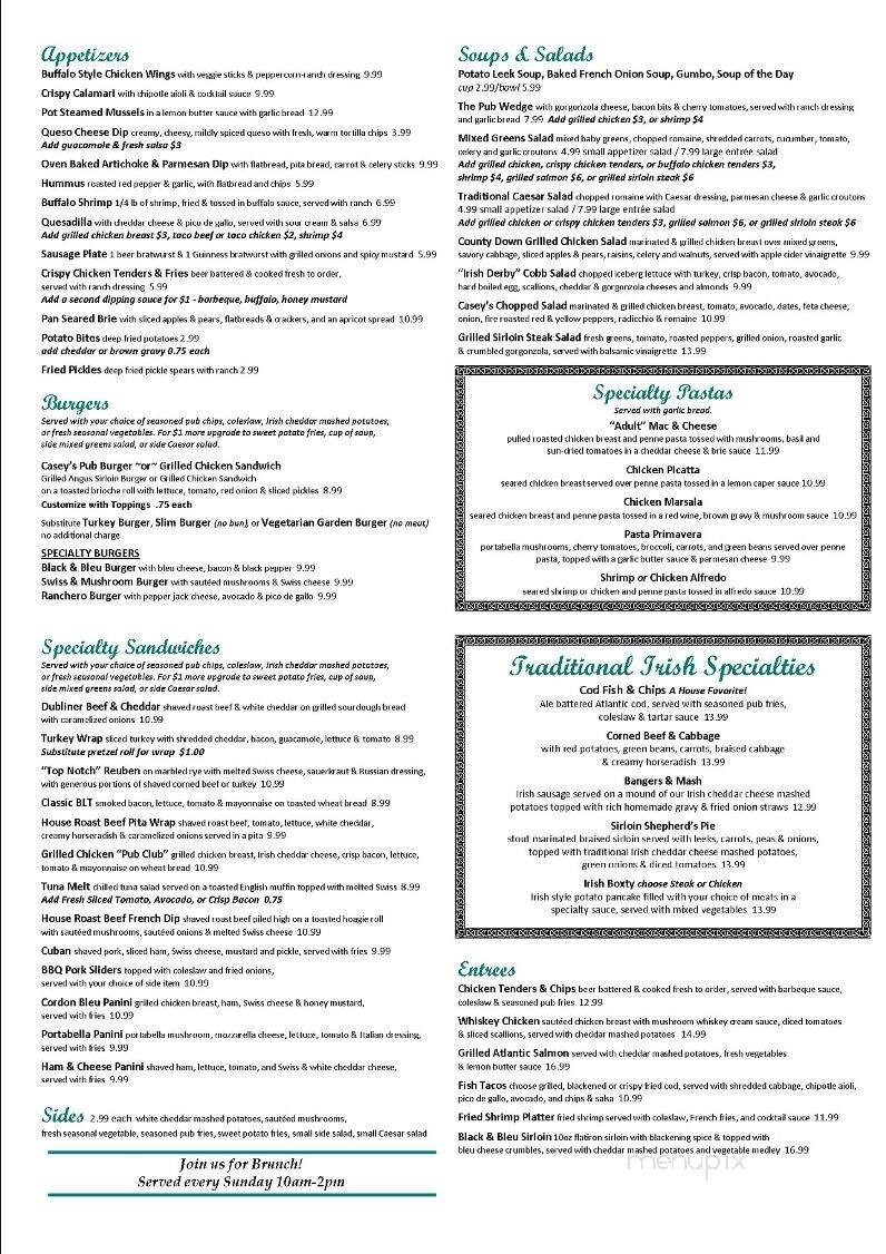 Casey's Bistro & Pub - Denver, CO menu_pic