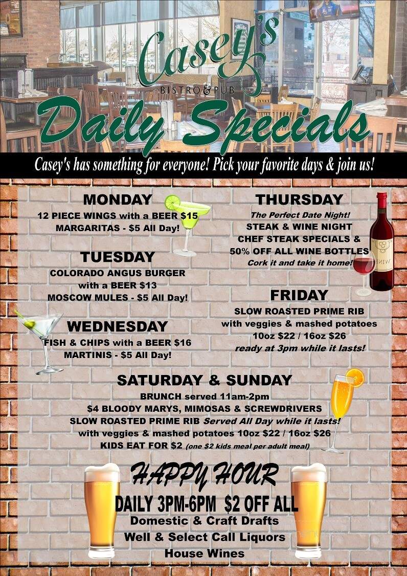 Casey's Bistro & Pub - Denver, CO menu_pic