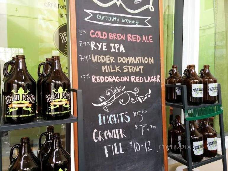 Dead Frog Brewery - Langley, BC menu_pic