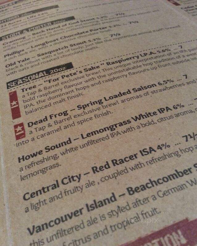 Dead Frog Brewery - Langley, BC menu_pic