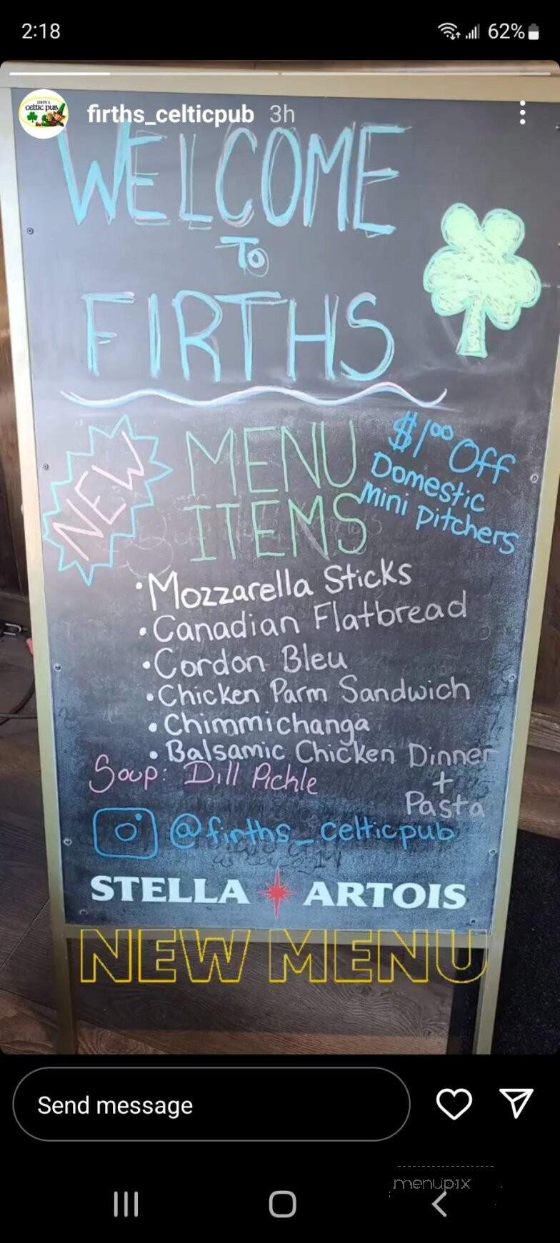Firth's Celtic Pub - Hamilton, ON menu_pic
