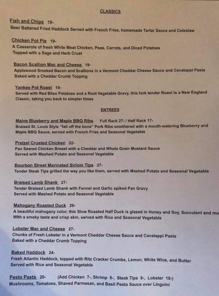 Shovel Handle Pub - Jackson, NH menu_pic