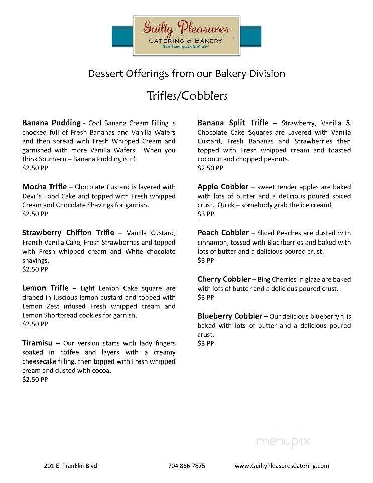 Guilty Pleasures - Gastonia, NC menu_pic