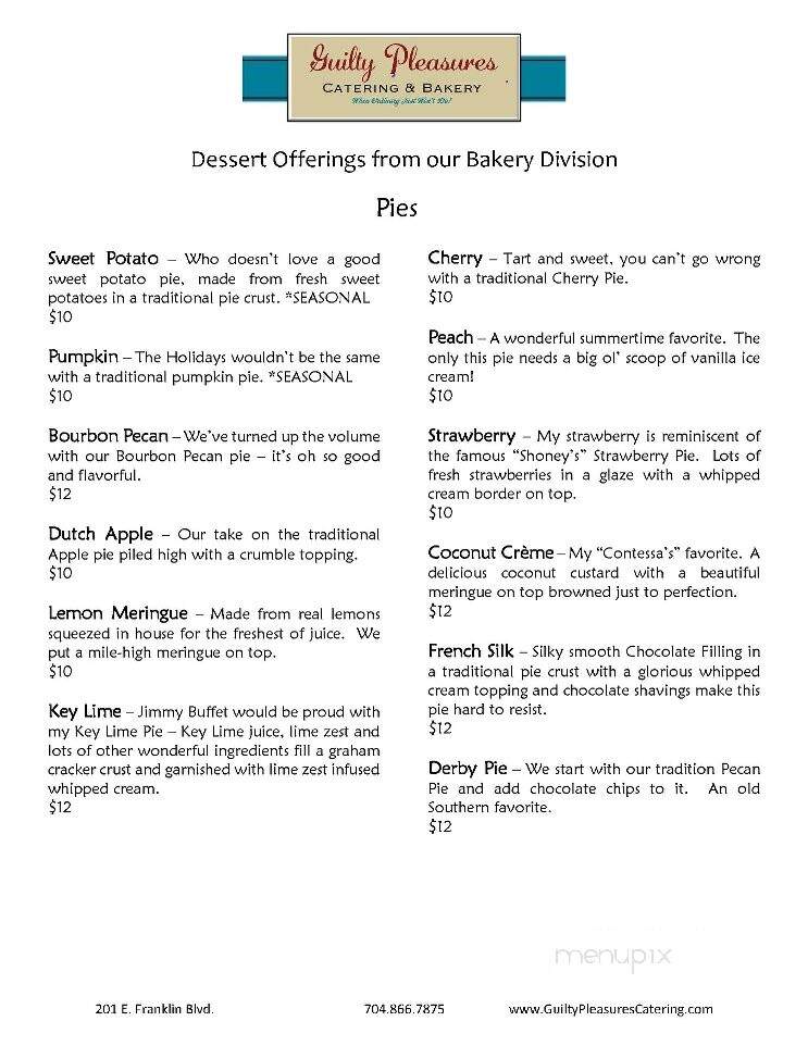 Guilty Pleasures - Gastonia, NC menu_pic