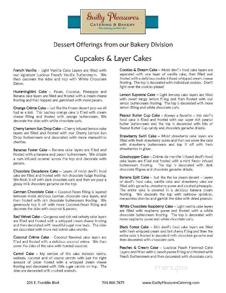 Guilty Pleasures - Gastonia, NC menu_pic