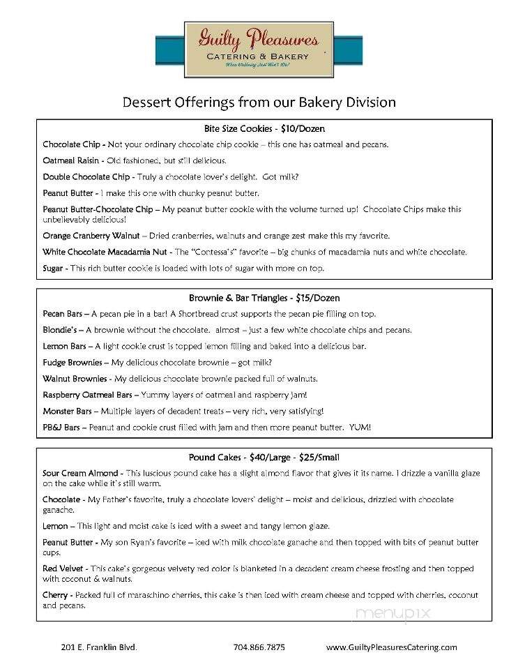 Guilty Pleasures - Gastonia, NC menu_pic