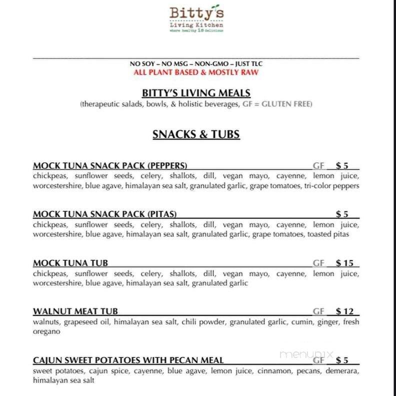 Bitty's Living Kitchen - Birmingham, AL menu_pic