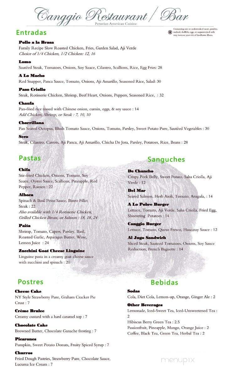Canggio Restaurant - Norwich, CT menu_pic