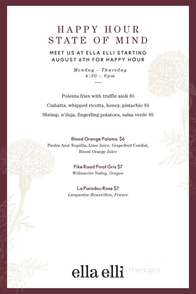 Ella Elli - Chicago, IL menu_pic