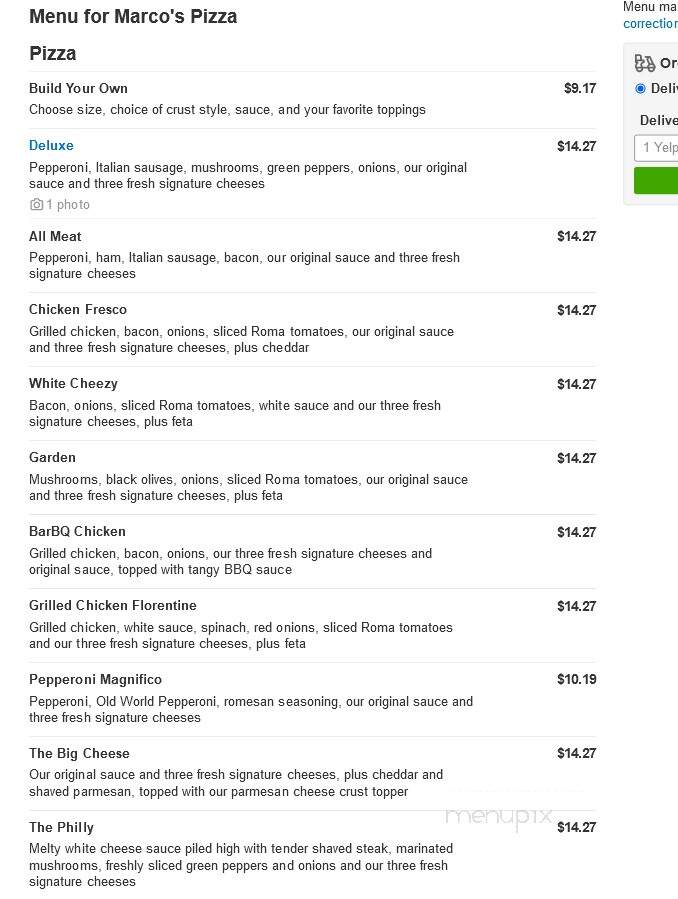 Marco's Pizza - Palm Coast, FL menu_pic