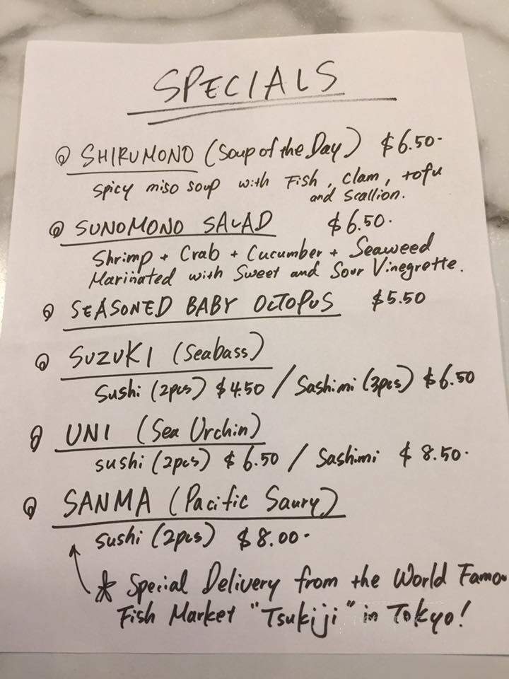 Sushi Miyazawa - Worcester, MA menu_pic