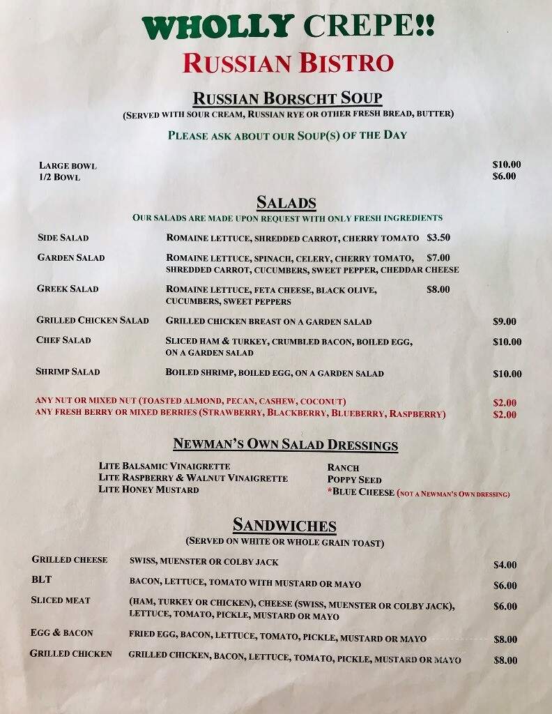 Wholly Crepe Russian Bistro - Tomball, TX menu_pic