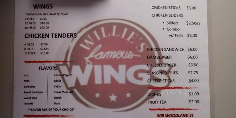 Willie's Famous Wings - Columbia, TN menu_pic