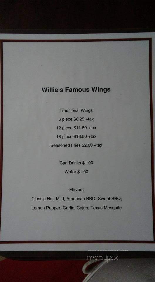 Willie's Famous Wings - Columbia, TN menu_pic