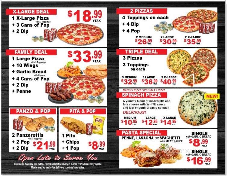 Napoli Pizzeria & Cafe - Oro Station, ON menu_pic
