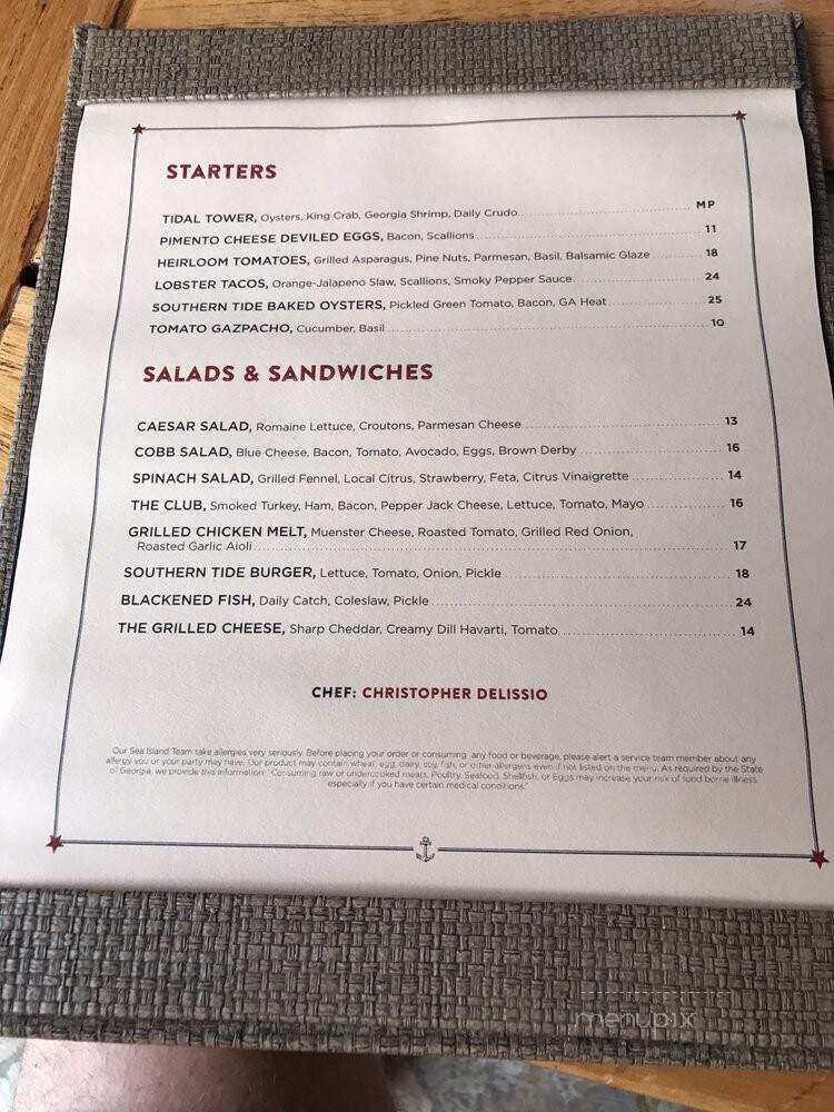 Southern Tide - Sea Island, GA menu_pic