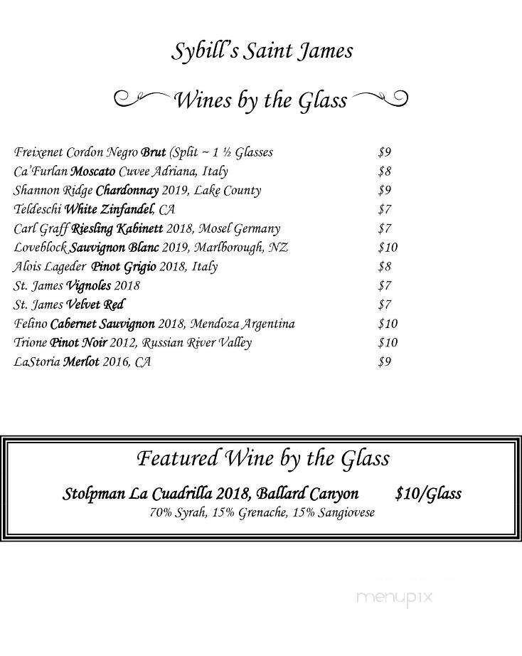 Sybill's Restaurant and Gift Shop - Saint James, MO menu_pic