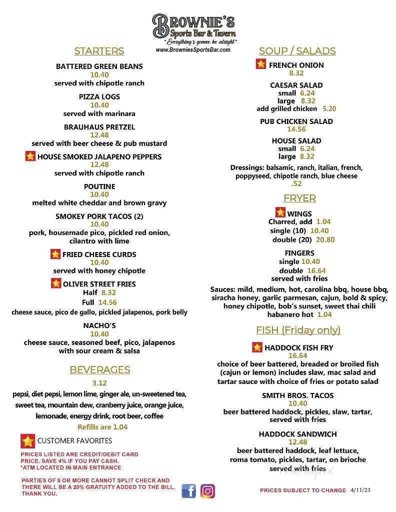 Brownie's Sports Bar and Tavern - North Tonawanda, NY menu_pic