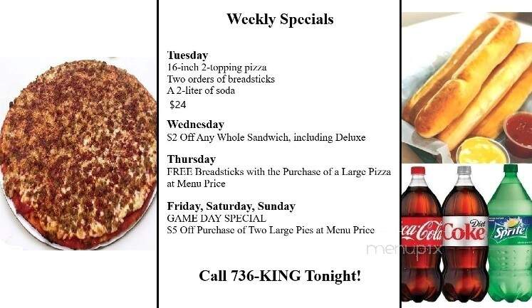 Pizza King Express - Whiteland, IN menu_pic