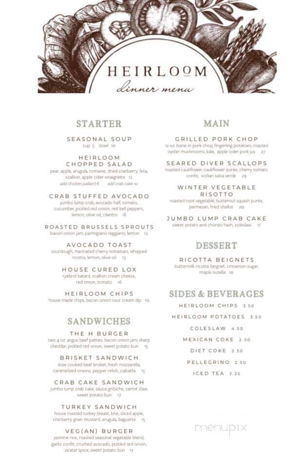 Heirloom Doylestown - Doylestown, PA menu_pic