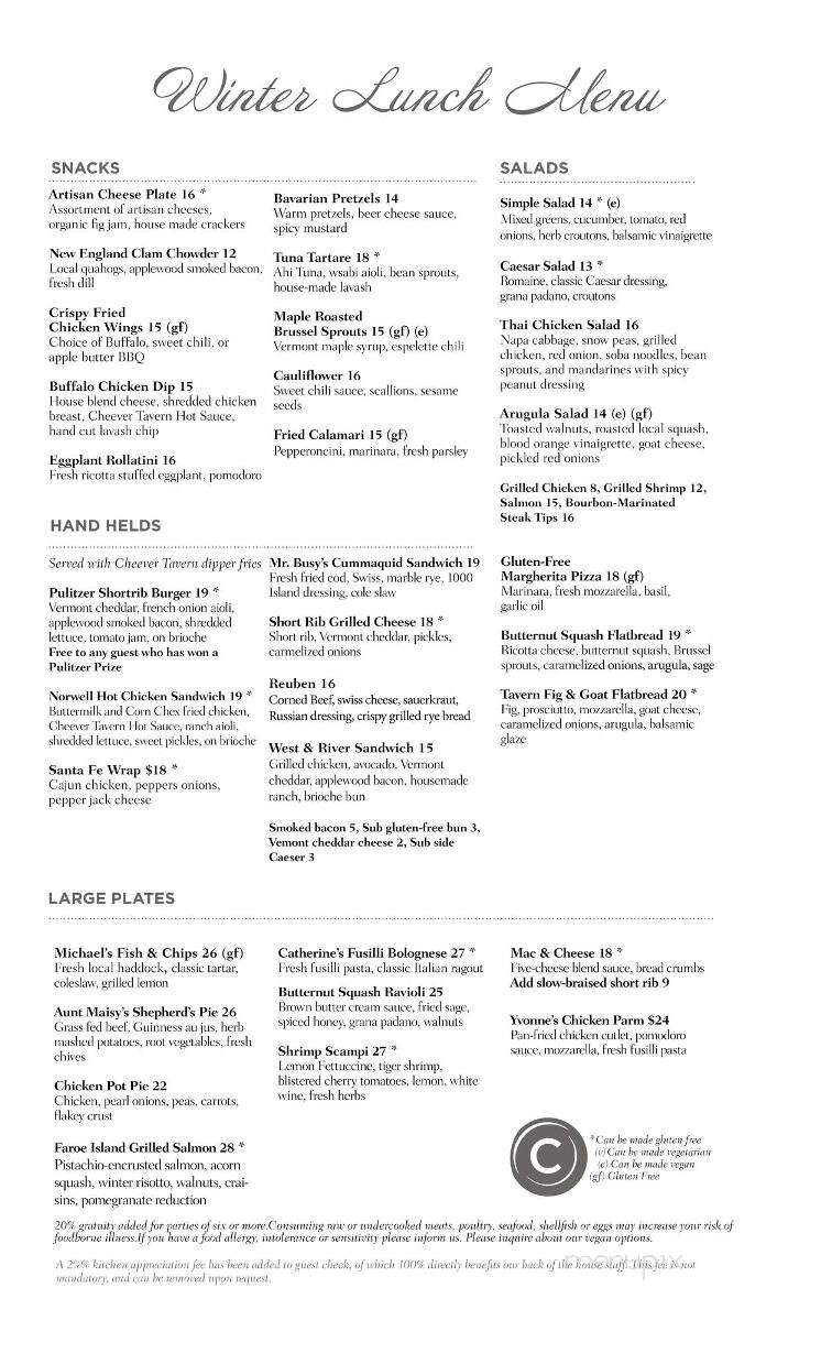 Cheever Tavern - Norwell, MA menu_pic